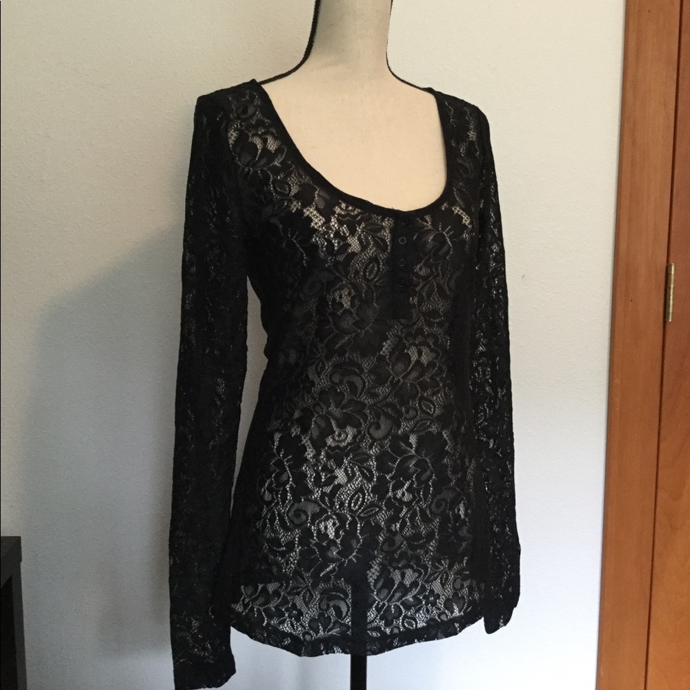 La Senza long sleeve sheer lace top